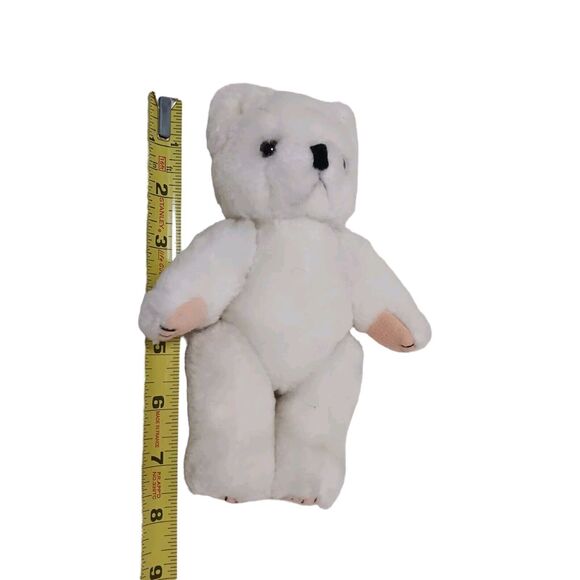 Baby Teddy Bear 8" WHITE Moveable Limbs Realistic Felt Hands Feet Rare Vintage - Picture 10 of 10